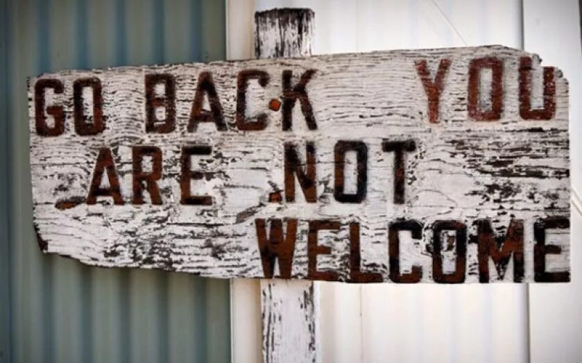 Are not following you back. Not welcome. you are not welcome. refugees not welcome. we are back.