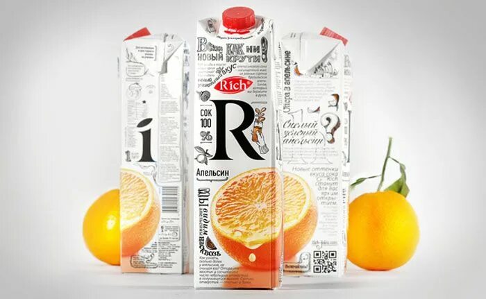 Сок Рич. Сок в упаковке. Апельсиновый сок упаковка. Креативная упаковка сока.