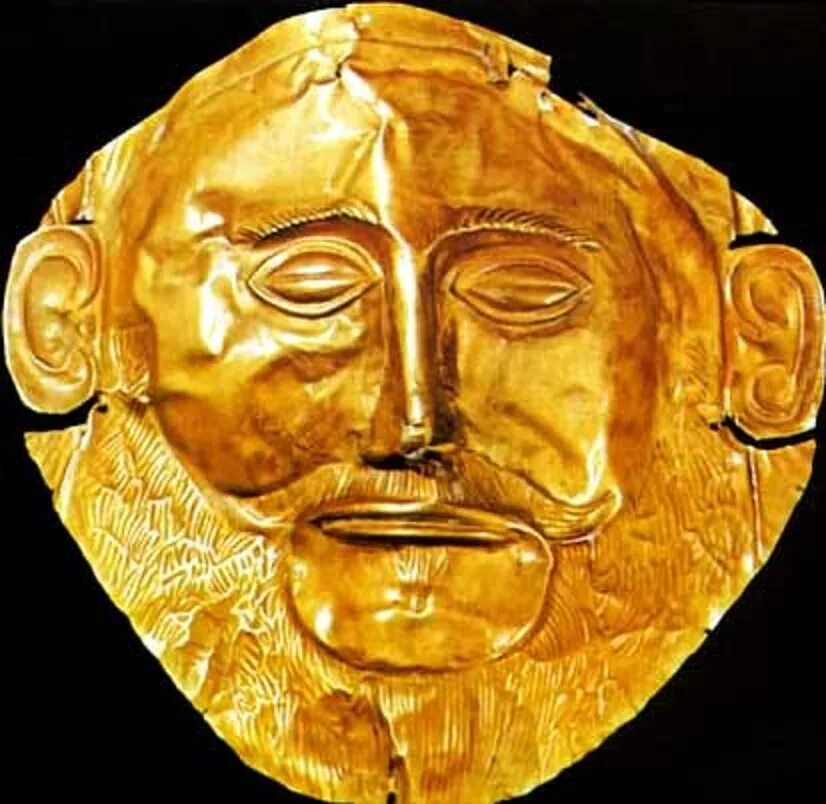 Золотая маска Агамемнона Микены. Маска Агамемнона в Микенах. Золотая маска царя Микен. Золотая маска микенского царя Агамемнона.