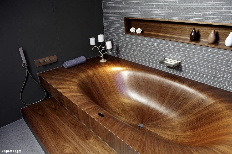 Artful Bathing: The Ultimate Wood Tub and Sink - Remodelista Wooden bathtub, Woo