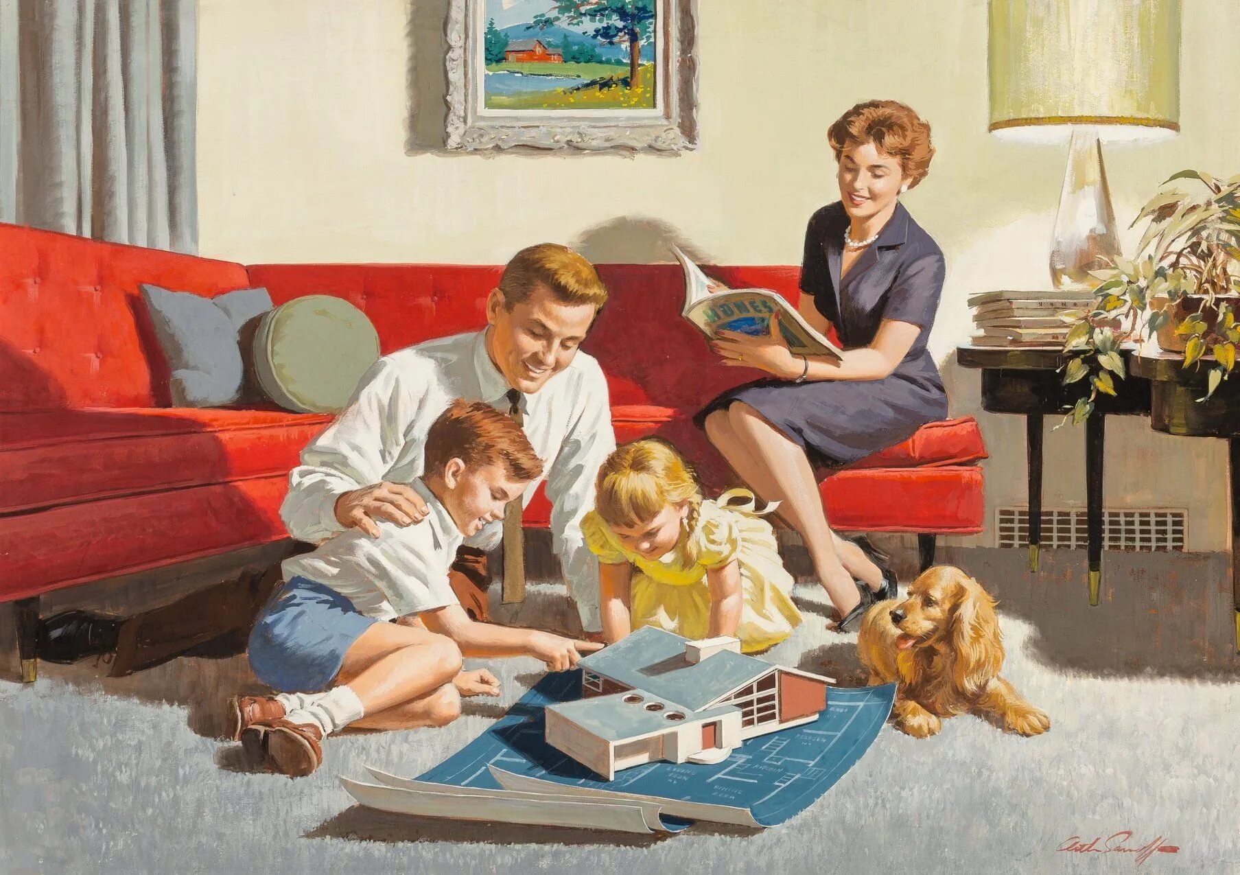 Сюжетные картины. Художник Артур Сарнофф дети. Arthur Sarnoff. Художник-иллюстратор Arthur Saron Sarnoff семья (Артур Сарнофф).