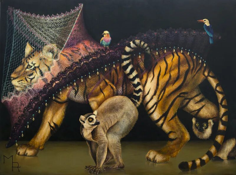 Тигр сюрреализм. Смешные картины с животными. Сюрреализм картина с тиграми. Тигр и Зебра сюрреализм.
