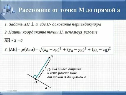 Координаты точки на прямой формула