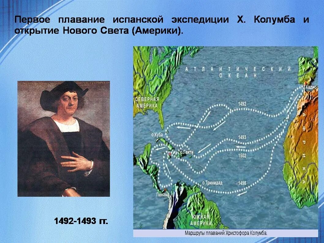 Х Колумб 1492-1493. Открытие нового света — Экспедиция х. Колумба. Плавание Христофора Колумба.