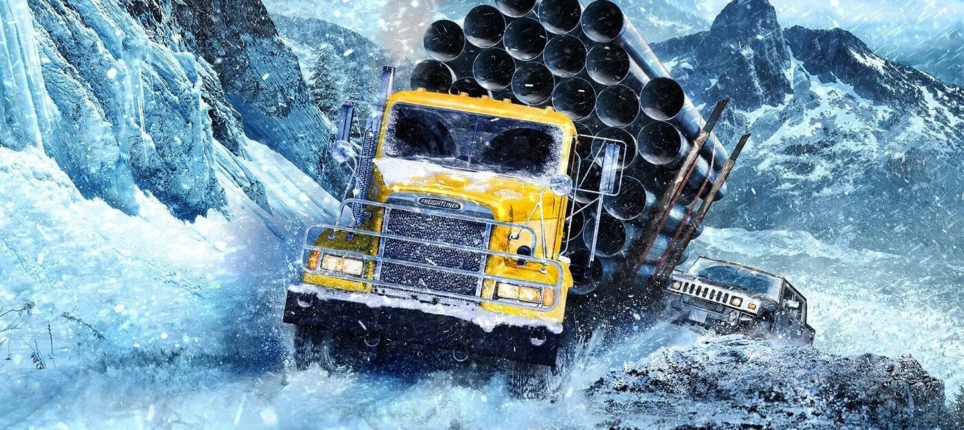 Snowrunner mobile gameplay. Сноу раннер. snowrunner геймплей. зима. зимний лес.