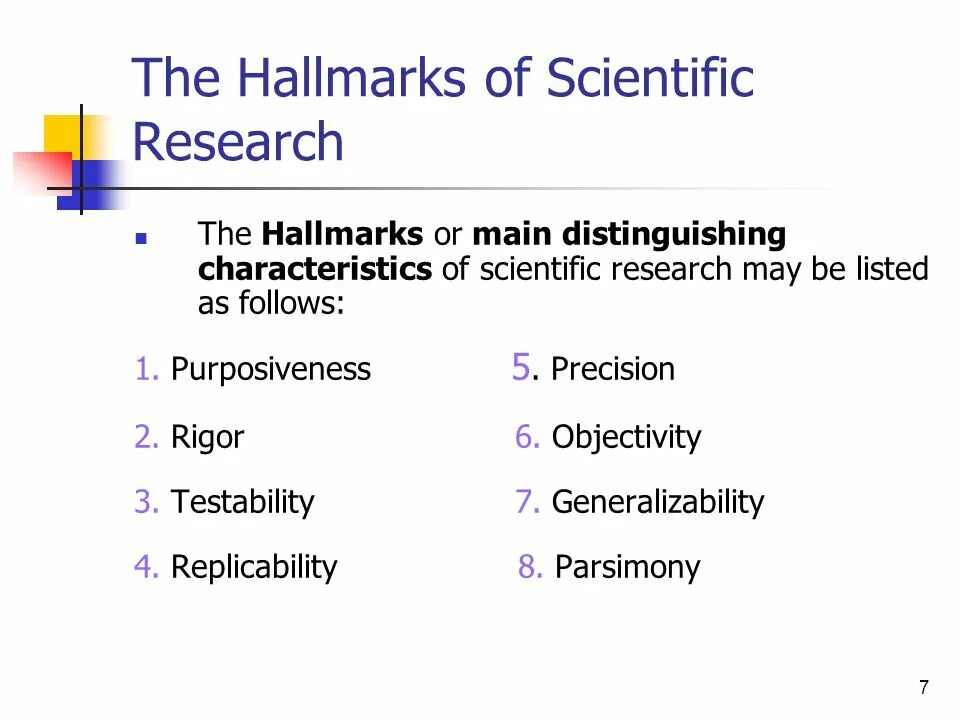 Types of Scientific research. Peculiarities of Scientific research. Scientific Novelty of the research. Scientific investigation. Main characteristics