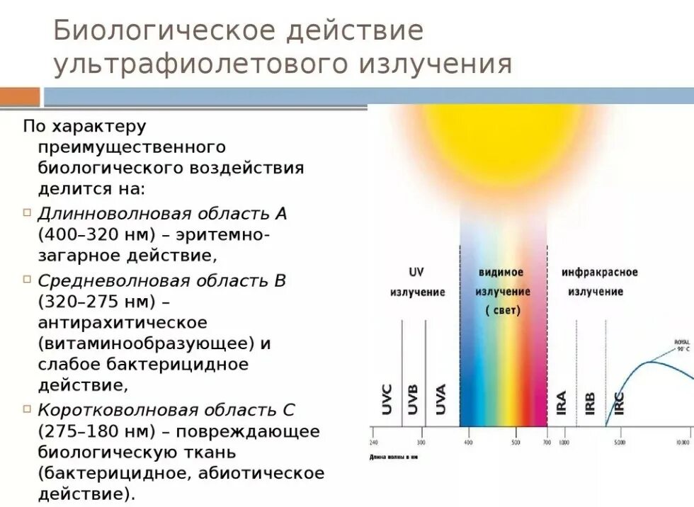 Что защищает от солнечной радиации. Диапазон УФ излучения длина волны. Эффект воздействия ультрафиолетового излучения на организм человека. Ультрафиолетовый спектр солнечного излучения длина волны. Видимый спектр УФ излучения.