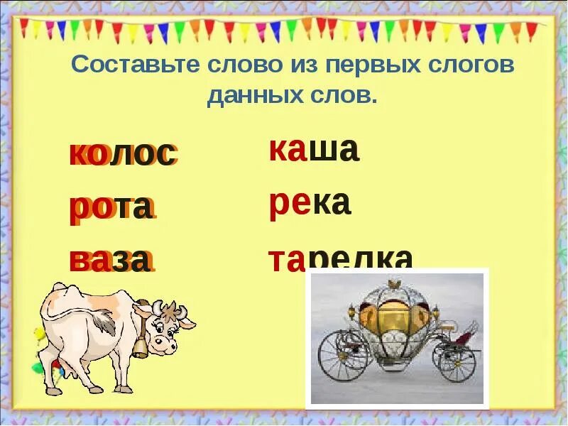 Составить слово из слогов данных. Составление слов из слогов. Составление слов из 3 слогов. Слова из первых слогов. Составь слово из первых слогов.