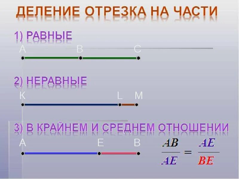 Отрезок разделили в отношении 3 4. Отрезок. Деление отрезка в отношении. Отрезок разделенный на части. Деление отрезка в заданном отношении.