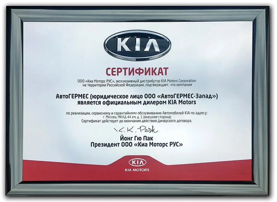 Сертификат Kia. Сертификат официального дилера. Сертификат официального дилера Киа. Сертификат дилерства Киа.