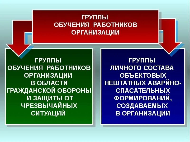 Организация обучения населения в области го. Принципы подготовки в области гражданской обороны. Группы подлежащие обучению ЧС. Формы обучения для категории работников по гражданской обороне. Подготовка населения в области защиты от чрезвычайных ситуаций.