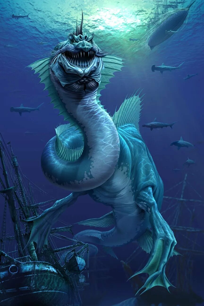Морской дракон (Draco Marinus). Хафгуфа подводный монстр. Сейвиор Пиротта «морские чудовища». Хафгуфа мифология. Чудища морей