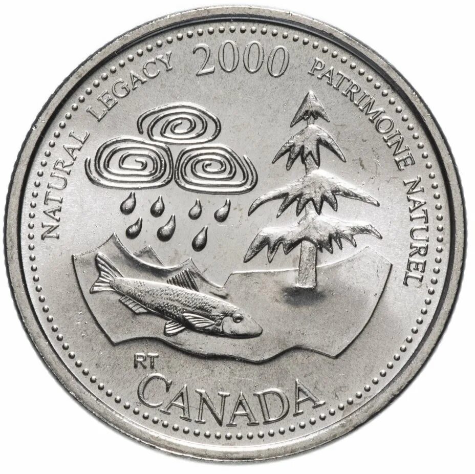 Монеты канады. Канада 25 центов 2000. 25 центов монета 2000. canada 25 cent millennium. монеты мира миллениум.