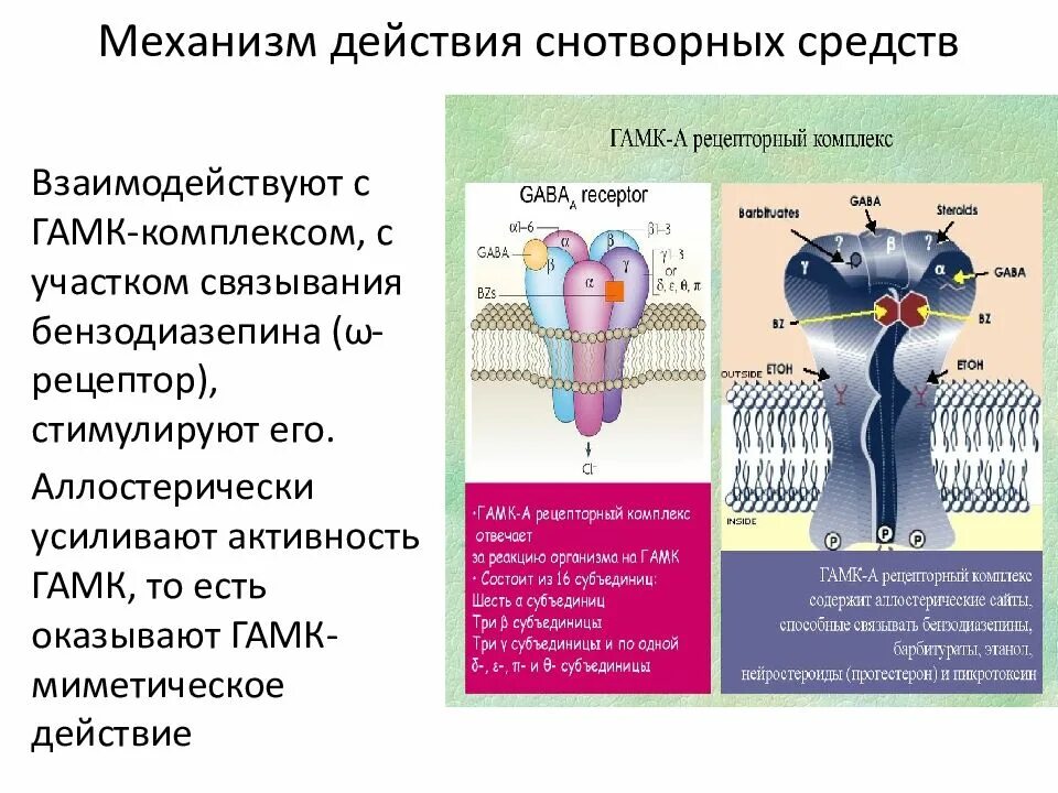 Ингибиторы гамк. Гамк рецепторы. снотворные средства механизм действия.