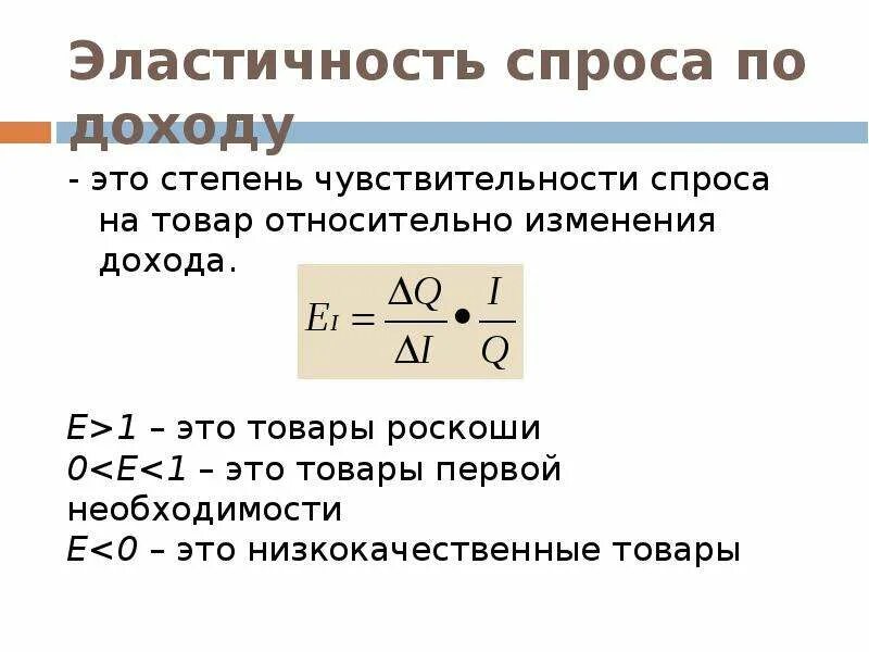 Эластичный спрос 1. Эластичность спроса по доходу. Коэффициент эластичности спроса по доходу формула. Эластичность по доходу график формула. Эластичность предложения по доходу.