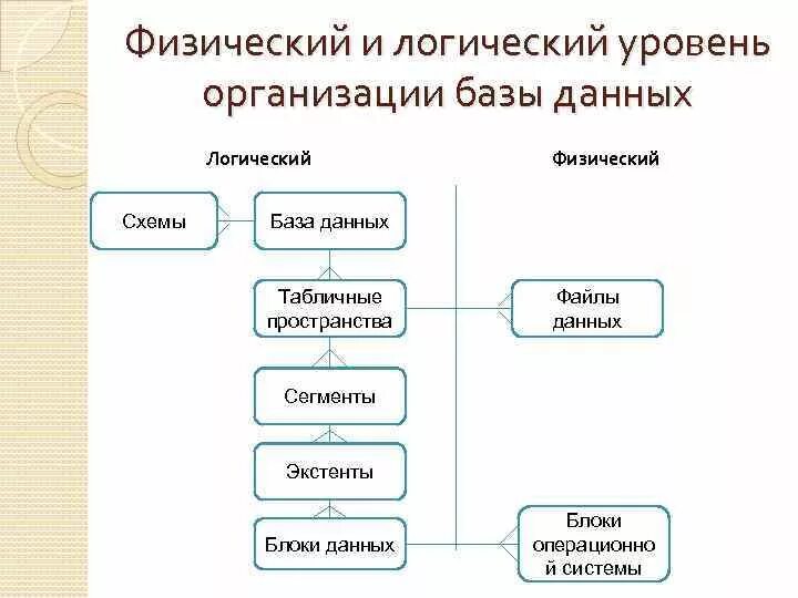 Логический уровень проектирования базы данных. Физический и логический уровни БД. Физический уровень БД. Логическая и физическая организация баз данных. Что входит в организацию данных