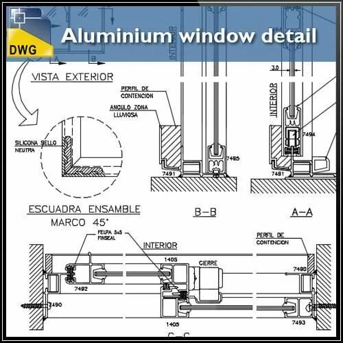 Detail windows. Window dwg. pressure die details drawing.