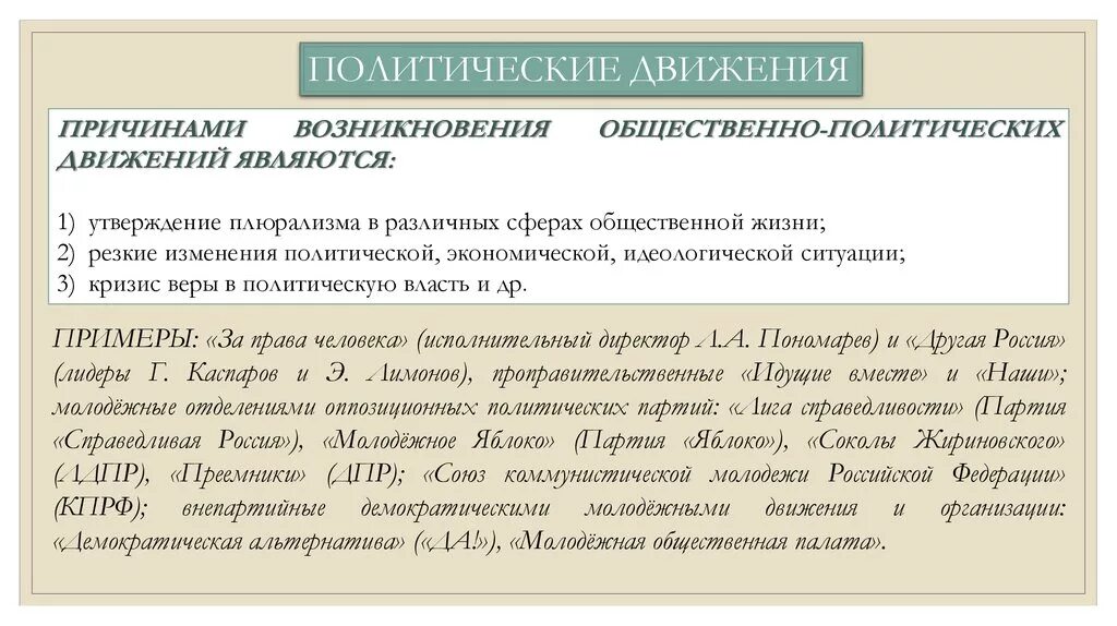 Возникновение общественных движений. Причины возникновения общественно политических движений. Причины возникновения общественного движения. Проправительственные партии это. Мезополитика.