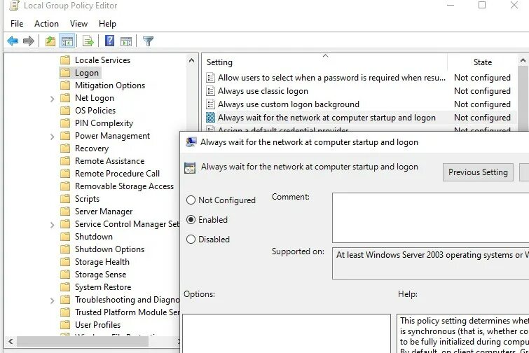 Group policy error