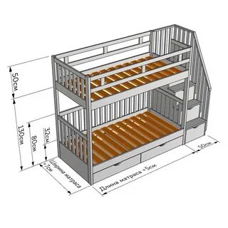 2 ярусные кровати размеры