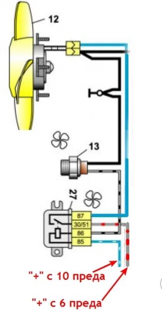 Не включается вентилятор ваз 2107 инжектор. ВАЗ 2107 вентилятор охлаждения радиатора схема подключения. Схема подключения вентилятора охлаждения 2107. Схема включения электровентилятора 2107. Схема подключения вентилятора охлаждения ВАЗ 2107.