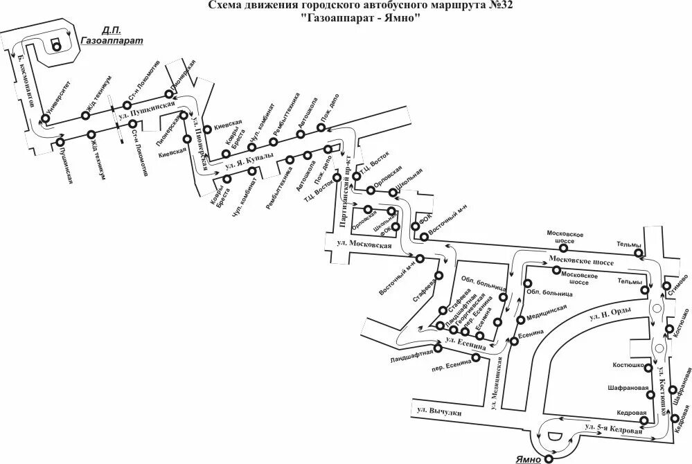 Маршрут автобуса 32 майкоп. Автобус м32. 32 Автобус маршрут. На чертеже маршрут. Схема движения маршруток в Бресте.