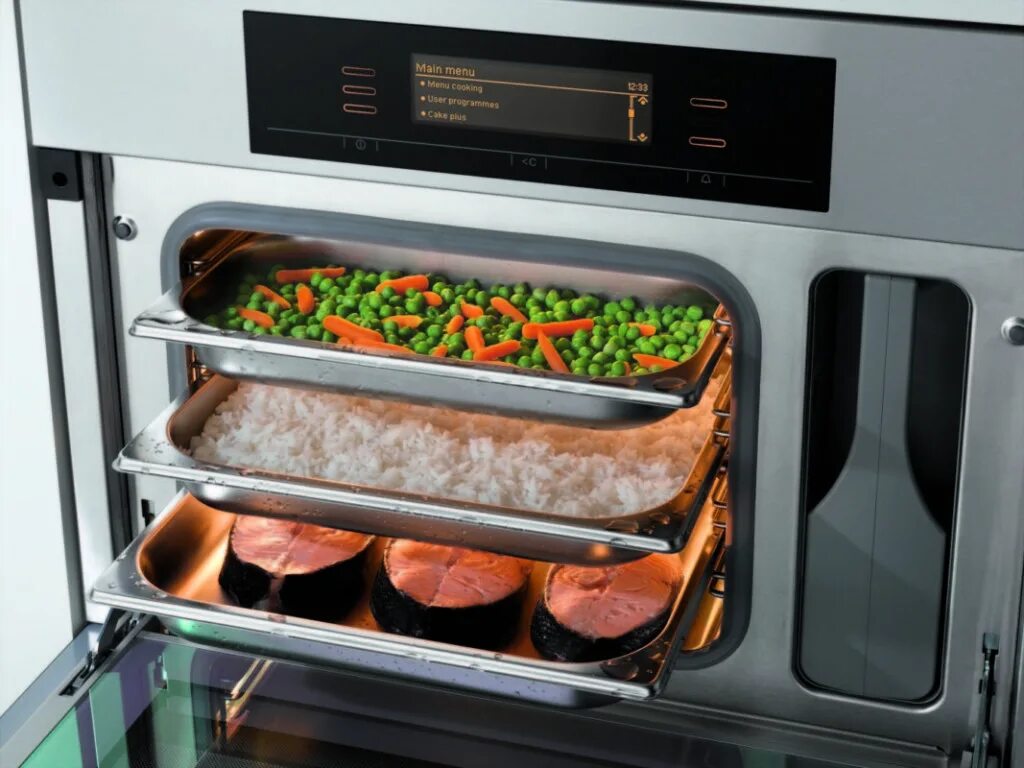 Почему духовке низ. Пароварка Miele DG 5080. Комби пароварка Miele. Miele Combi Steam Oven. Духовая пароварка встроенная Miele.