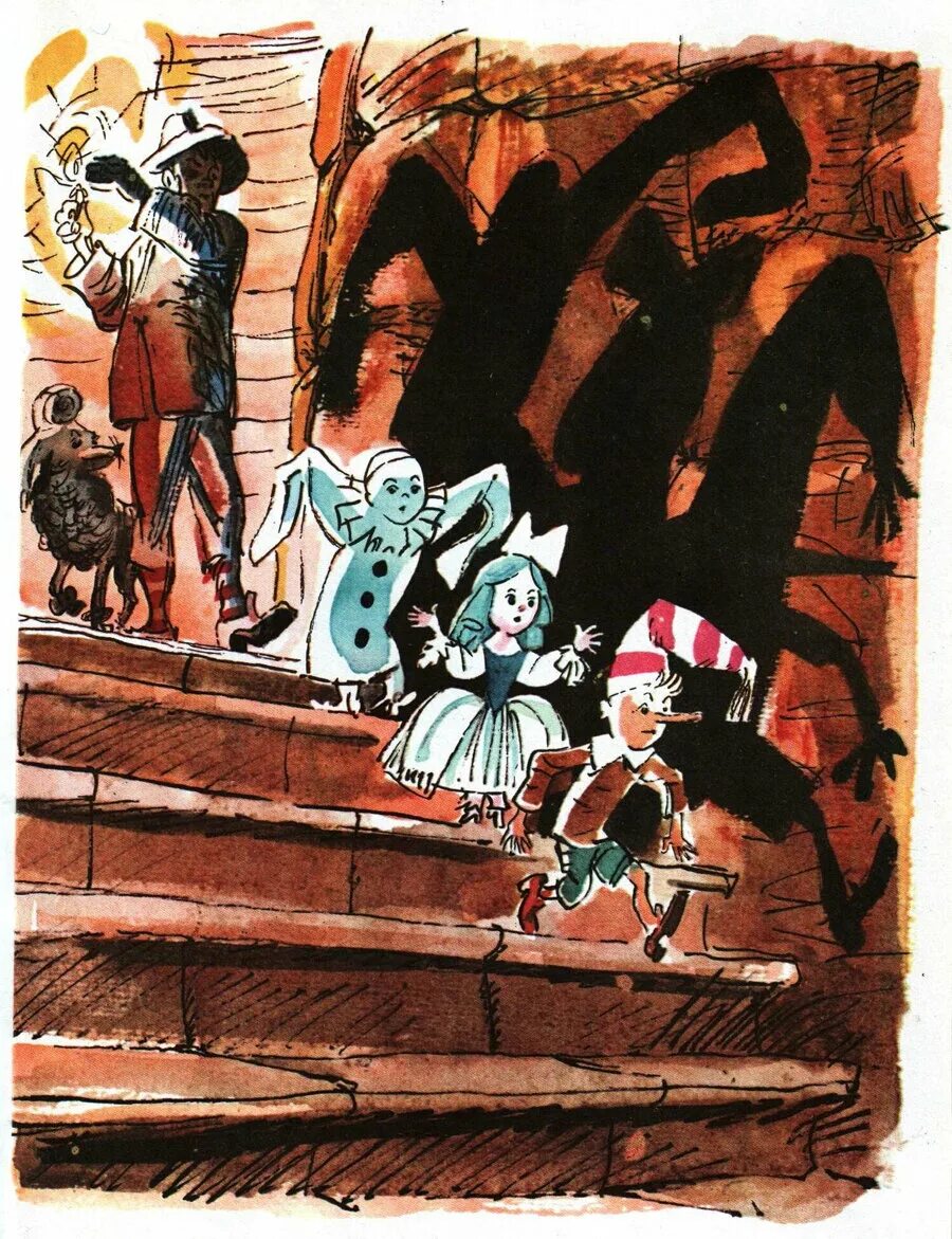 Приключения буратино иллюстрации. Приключения Буратино 1975. Буратино иллюстрации Скобелева. Художник иллюстратор Михаил Скобелев золотой ключик. Иллюстрации Скобелева к сказке Буратино