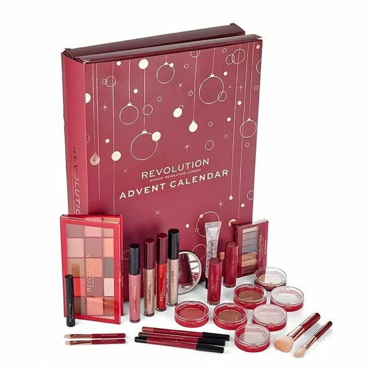 Advent отзывы. Революшен косметика адвент. advent calendar 2025 косметика. адвент календарь с косметикой революшен. адвент календарь с косметикой makeup revolution.