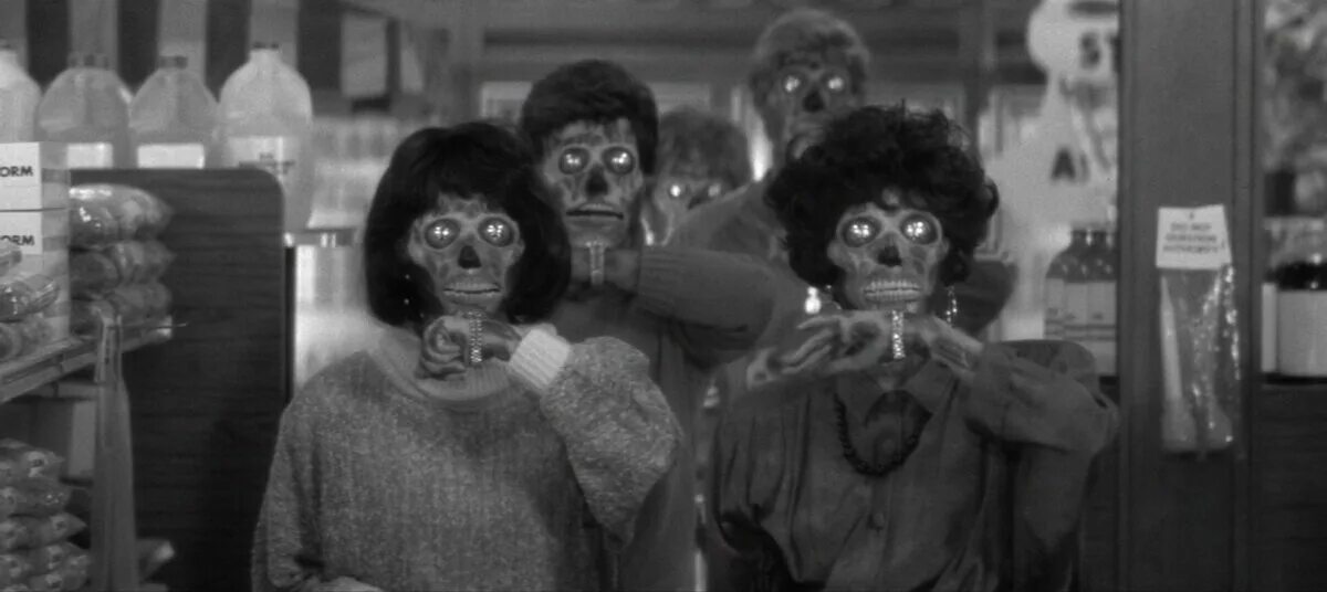 Они среди нас 1988. Чужие среди нас (they Live), 1988. Чужие среди нас, 1988 Джон Карпентер.