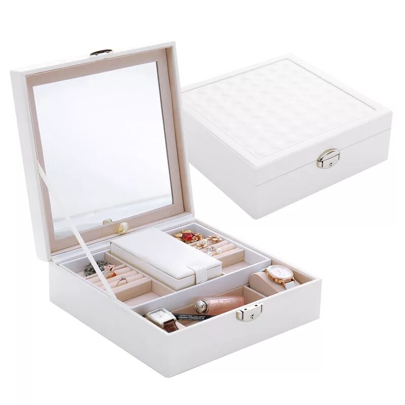 коробочка для хранения украшений. Saxborga саксборга коробка с зеркальной крышкой, пластик пробка24x17 см. шкатулка для косметики с зеркалом. коробочка с зеркалом. Saxborga саксборга.