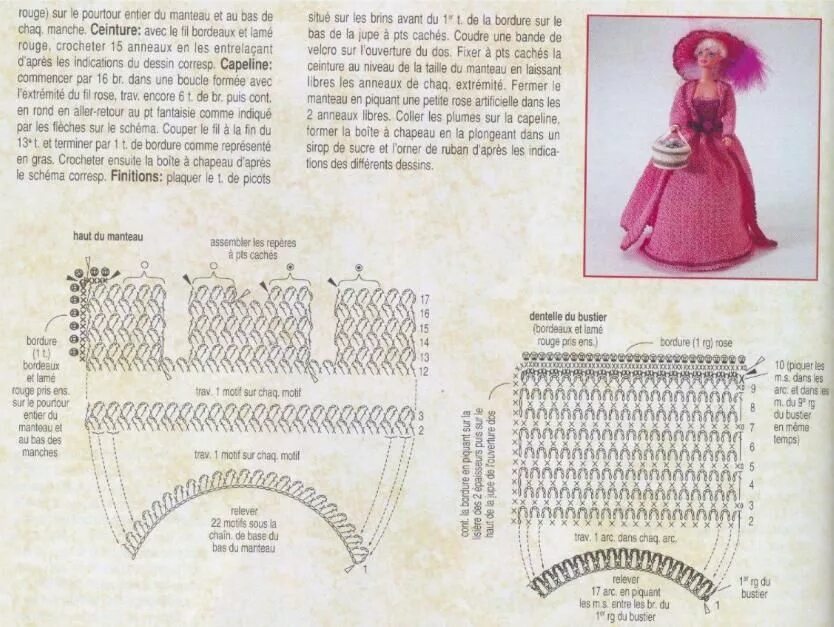 Схемы вязания крючком платья для кукол Барби. Пышное платье для Барби крючком схема и описание. Одежда для куклы Барби крючком схемы и описание. Вязание крючком одежды для кукол Барби схемы и описание. Платье для куклы крючком для начинающих