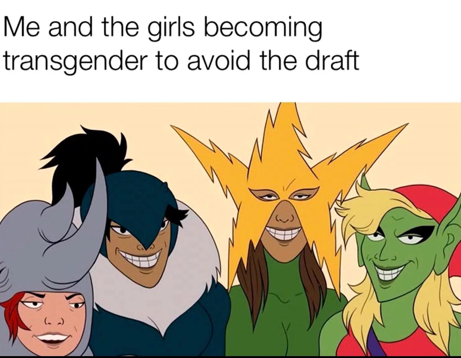 упоротые злодеи. злодей смеется. мы с пацанами мем. носорог гоблин электро стервятник. 4 злодея.