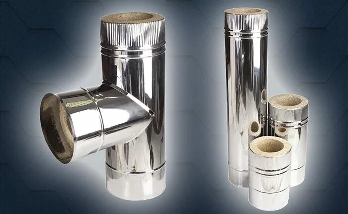 дефлектор нерж. 5 d120. хомут обжимной 430/0. тройник для дымохода 45гр. дымоход 0,5м (430/0,5мм) ф150.