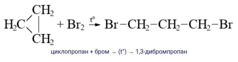 Циклопропан и бром продукт взаимодействия. Циклопропан и бром. Циклопропан и бром реакция. Циклопропан и бром 2. Галогенирование циклопропана.