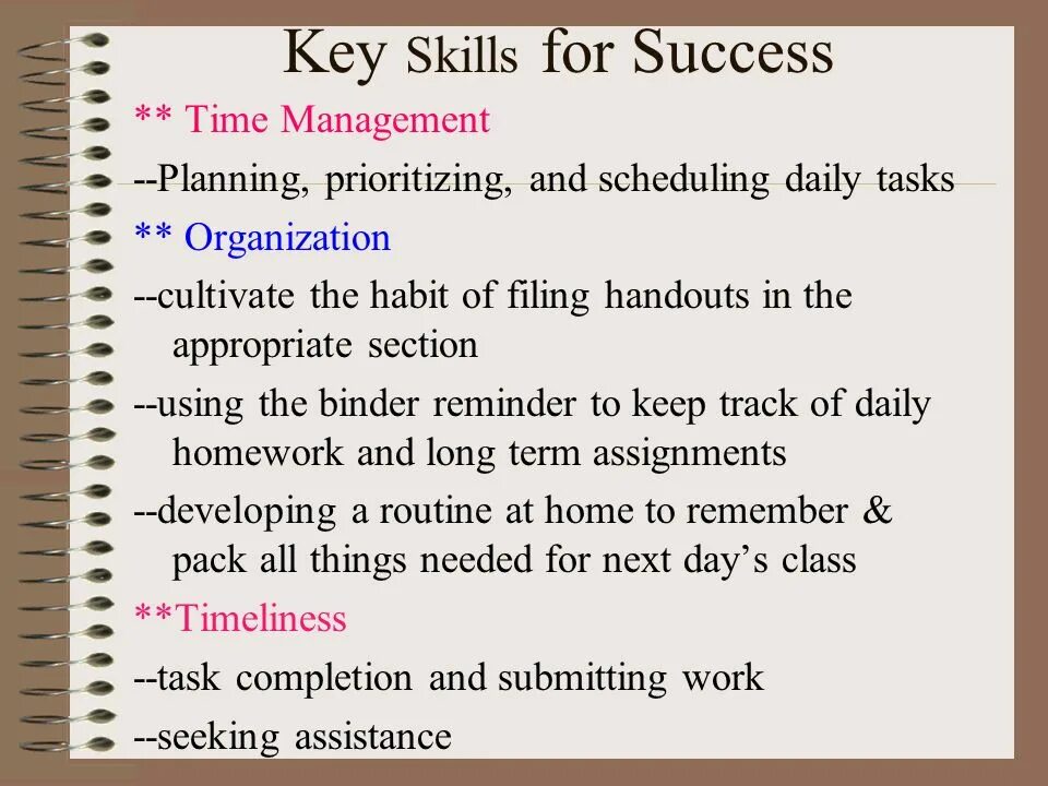 Key skills are the skills. Skills for success 4.