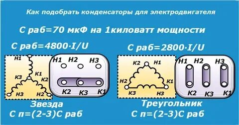 Как подобрать конденсатор для электродвигателя 220