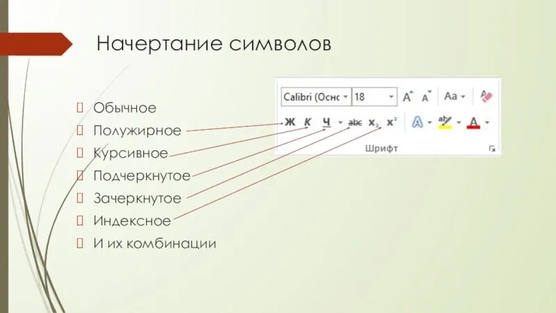 Изменение слов символами. Начертание символов. Виды начертания символов. Полужирное курсивное начертание. Начертание текста.