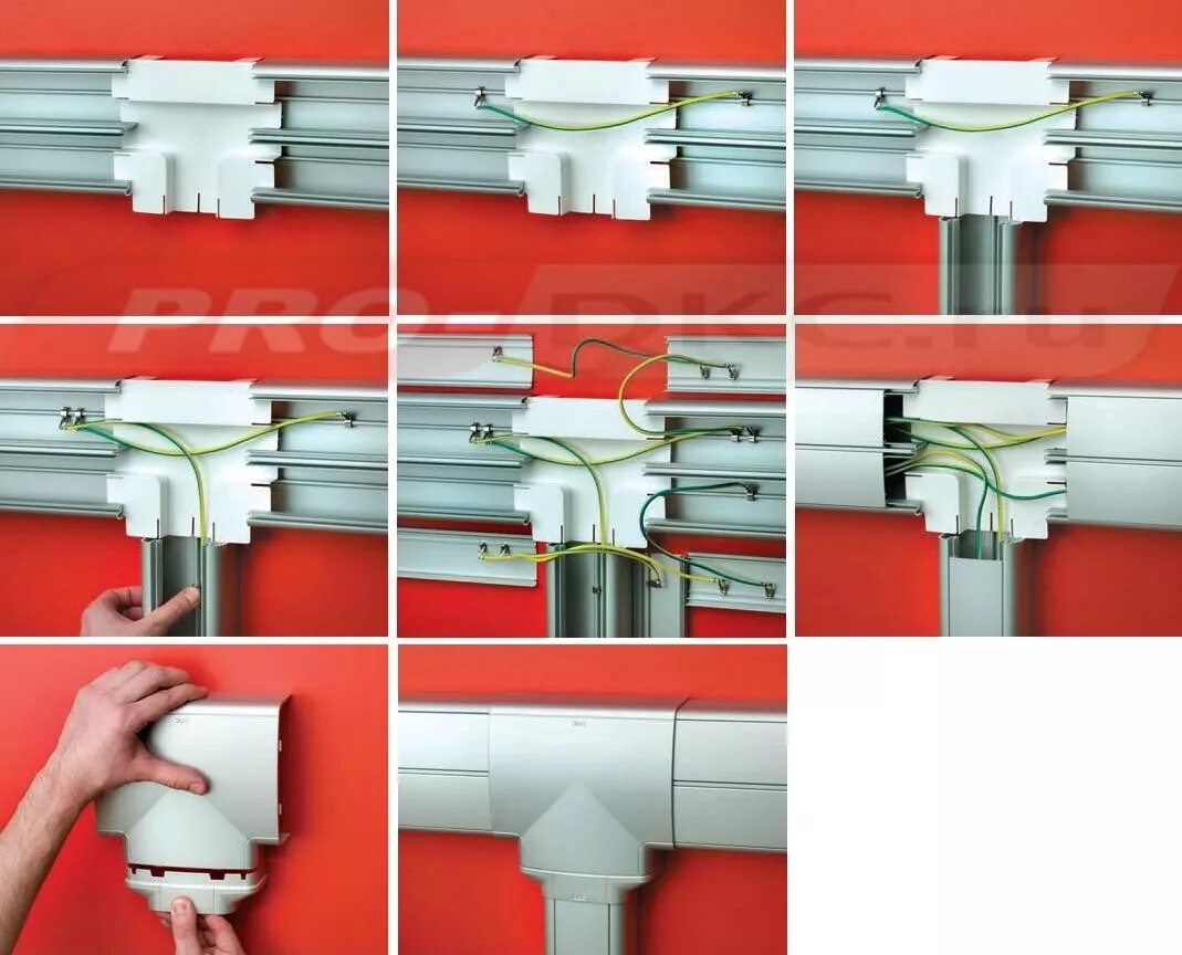 Кабель-канал труба муфты для электропроводки. Крепление кабель каналов ДКС. Монтаж кабель канала 90х50 ДКС. Кабель канал для электропроводки схема монтажа.