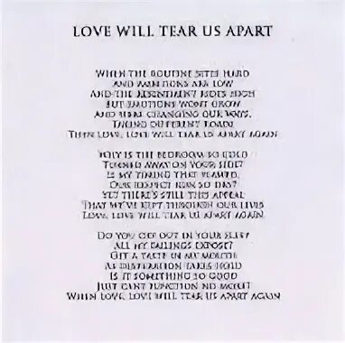 Love will tear us Apart текст. Joy Division Love will tear us Apart текст. Love will tear us Apart перевод. Tear us Apart текст. We will love again