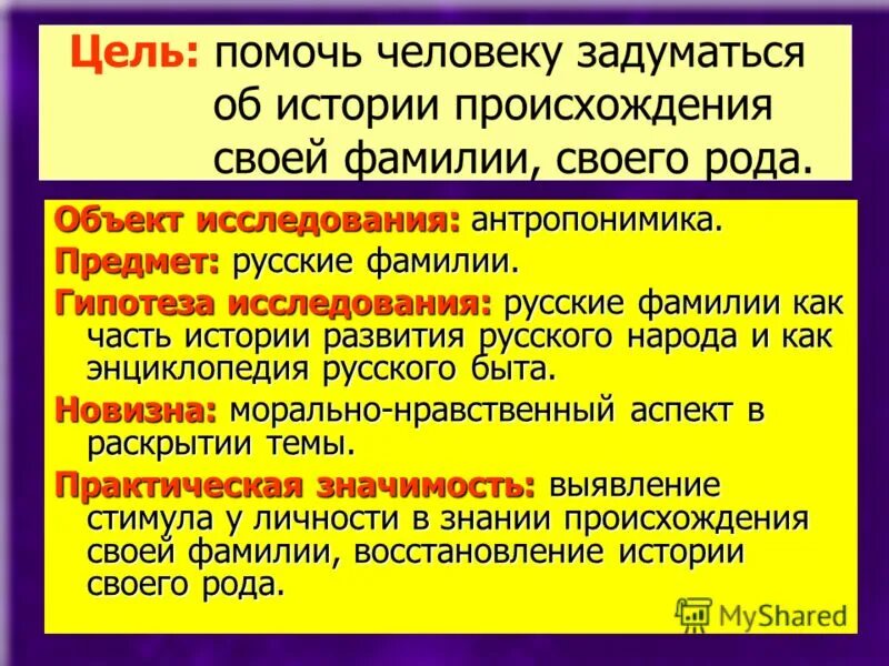гипотеза происхождение фамилий.