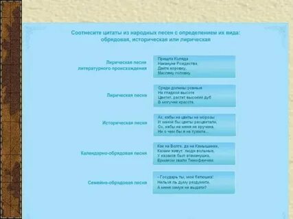 Названия народных песен 5 класс