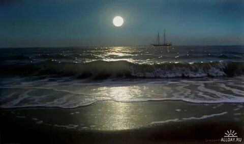 Картина ночь море