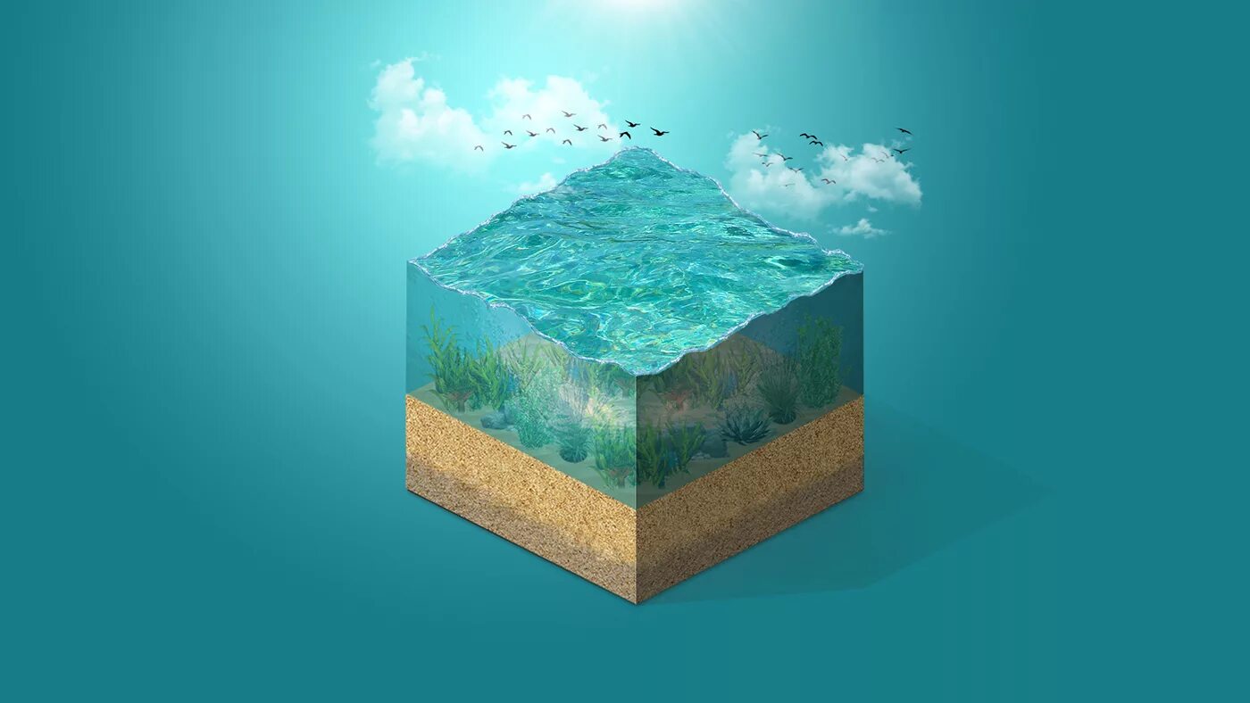 Isometric Ocean. Вода 3д. Куб для воды. Изометрический куб.
