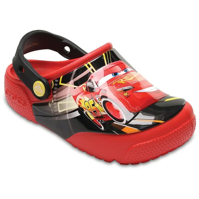 Маквин обувь. Crocs Lightning MCQUEEN. Сабо детские fun Lab Lights cars 3 Clog. Кроксы Лайтинг Макквин. Crocs молния Маккуин.