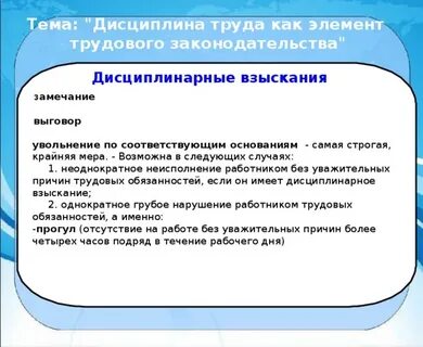 Трудовая дисциплина меры взыскания
