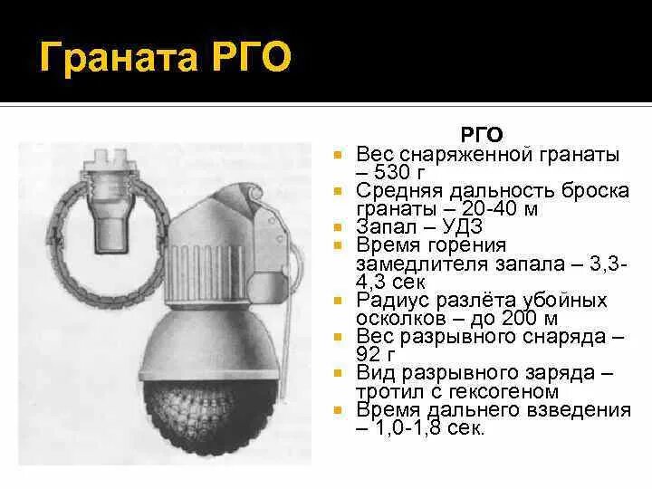 Какова масса гранаты рго