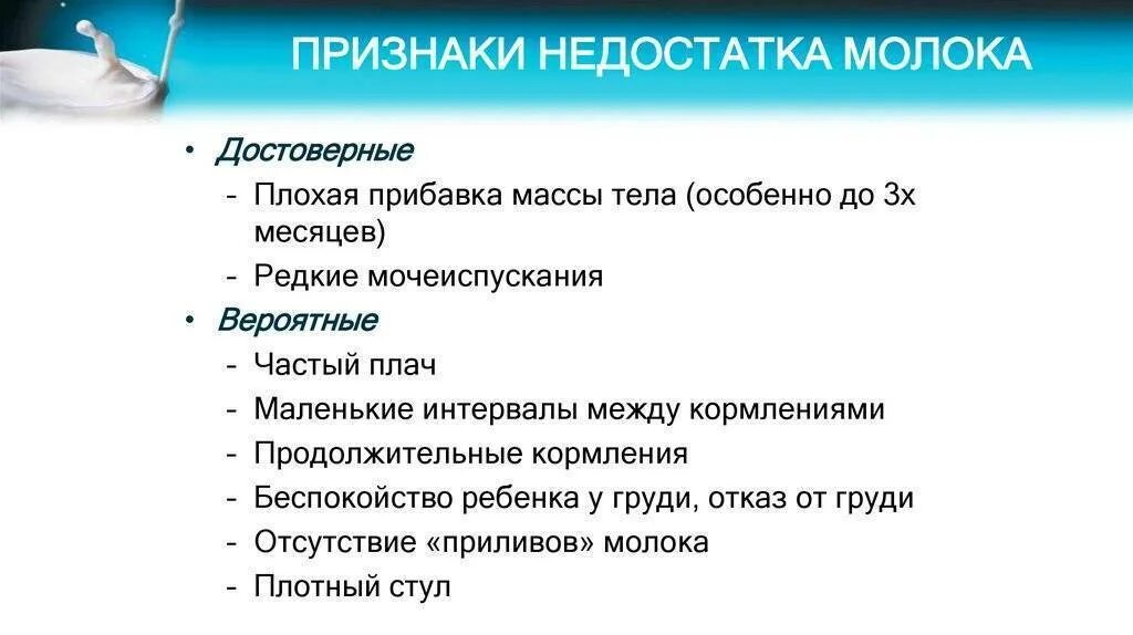 Признаки молока