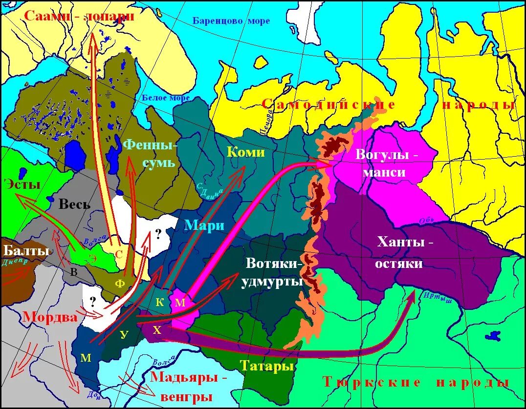 Карта расселения финно-угорских народов. Территория расселения финно-угорских народов. Финно-угорские племена на карте. УГРО финские народы на карте.