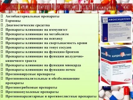 Названия групп лекарственных препаратов